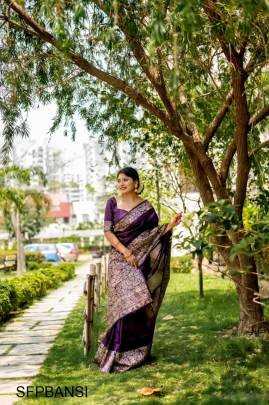 Purple Handloom Raw Silk Saree With Rich weving Pallu And Running Blouse Piece