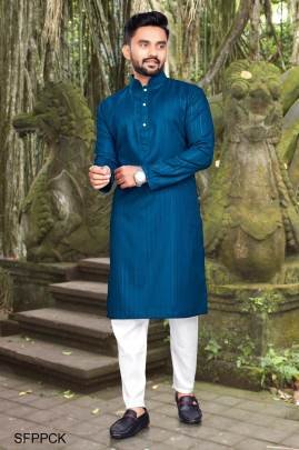 Purple Pure Cotton Kurta Payjama Slub Strip Fancy Fabric With Silver Weaving Lining 