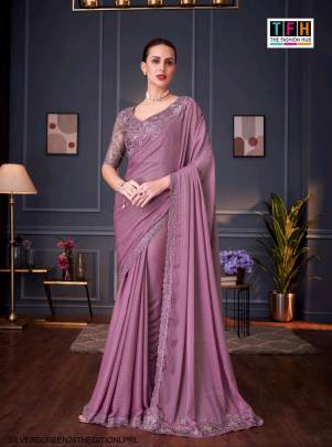 Rainbow Shimmer Designer Saree in Light Purple 