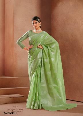 RAJYOG Green Color Avaloki Silk Silver Zari Weaving Saree Catalog