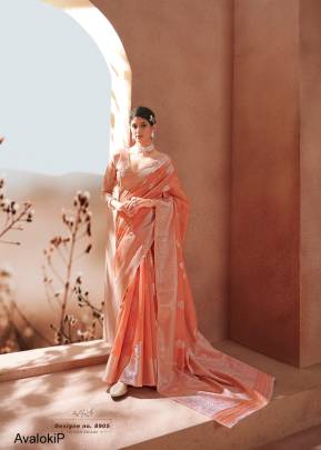RAJYOG Pink Color Avaloki Silk Silver Zari Weaving Saree Catalog
