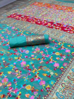 Rama Kashmiri Weaving Multiple Color Thrade Weaving Pure Zari Weaving 