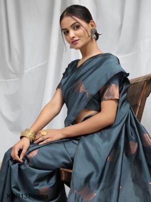 Rama Soft Litchi Silk Saree Catalog KPR137 