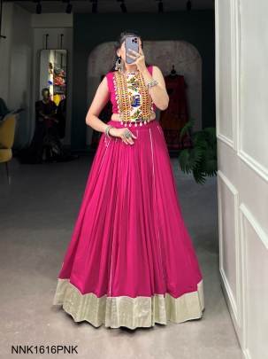 Rayon Lehenga and Gamthi Work Blouse for Navratri NNK1616PNK