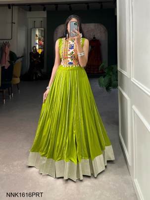 Rayon Lehenga and Gamthi Work Blouse for Navratri NNK1616PRT