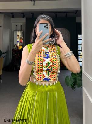 Rayon Lehenga and Gamthi Work Blouse for Navratri NNK1616PRT