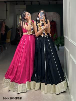 Rayon Lehenga and Gamthi Work Blouse for Navratri NNK1616PNK