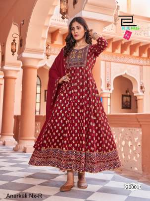 RED Anarkali Stitched with Matching Dupatta Anarkali Nx