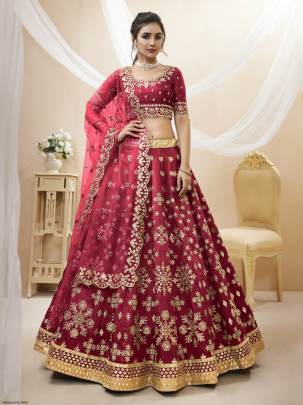 Red Art Silk Lehenga Angelic Vol 1 by Zeel Clothing