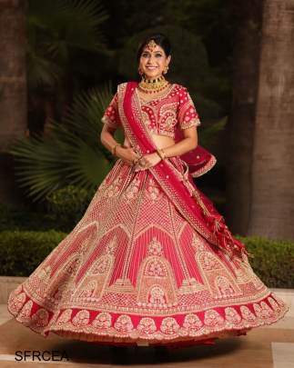 Red Colour Embroidered Attractive Party Wear Silk Lehenga choli 