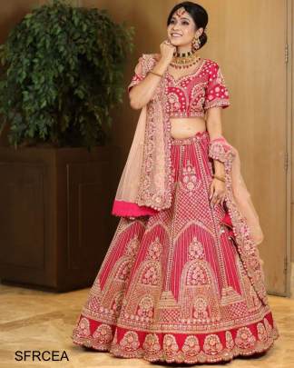 Red Colour Embroidered Attractive Party Wear Silk Lehenga choli 