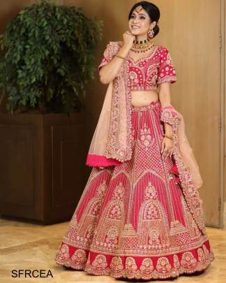 Red Colour Embroidered Attractive Party Wear Silk Lehenga choli