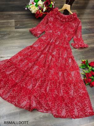 Red Georgette Gown Smalldott