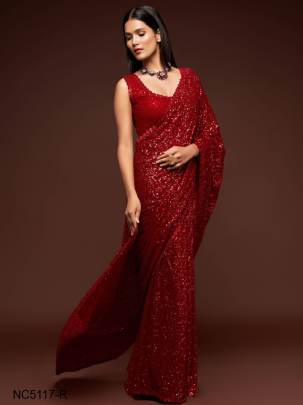 Red Heavy Embroider Sequance Saree NC5117
