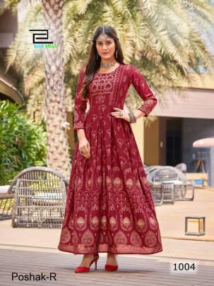 Red Long Anarkali Gown Poshak