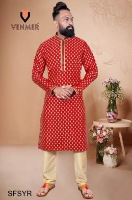 Red Pinterest Kurta Pajama Heavy Jacquard Butti Silk