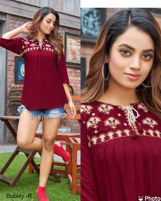 Tips and Tops Insta Girl fancy georgette Short Kurti Catalog Supplier