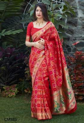Red Soft Lichi Silk Organic Banarasi Saree Indian Wedding CM385