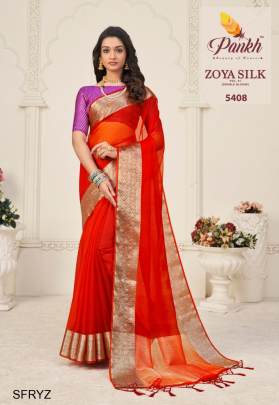 Red Zoya Saree Launching An Amazing Combination Catalog By Pankh Brand 