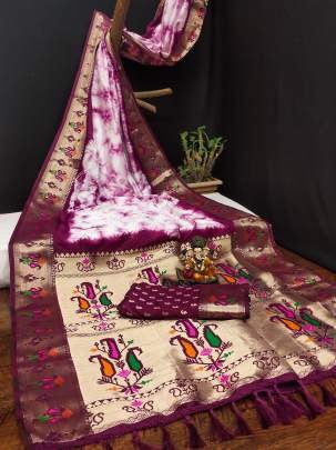 REWATI  t   s Time To Release Few More Handpicked Sibory Print Paithani Silk Sarees Exclusively In Wine 