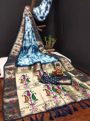 REWATI   t   s Time To Release Few More Handpicked Sibory Print Paithani Silk Sarees Exclusively In Blue