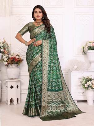 SAMSHIRA Contrast Design Kanchi Zari Weaving Border in Light Green