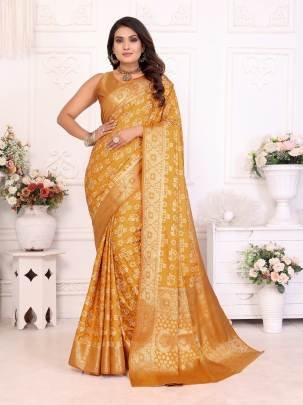 SAMSHIRA  Contrast Design Kanchi Zari Weaving Border  Golden