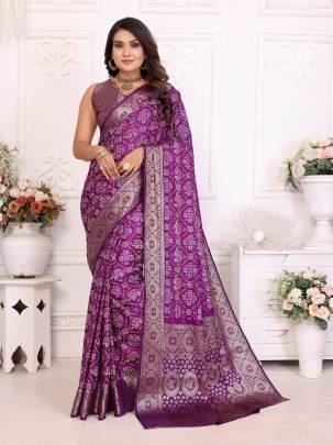 SAMSHIRA  Contrast Design Kanchi Zari Weaving Border  Pink