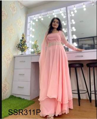 Selfie Pink Gown For Party Function In Georgette Fabric SSR311