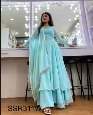 Selfie Sky Blue Gown For Party Function In Georgette Fabric SSR311
