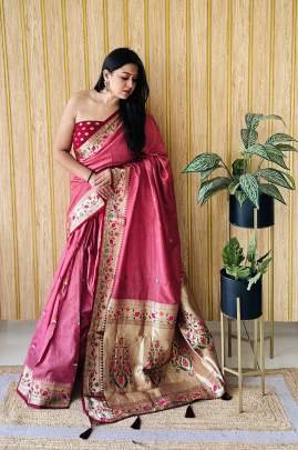 SHABRI Premium Quality Paithani Soft Silk Sarees Weaved With Buttas Pattern All Over Saree With Contrast Concept Must Have Collections In Maroon