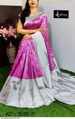 Silver Border Rich Pallu Soft Litchi Silk Pink Saree Catalog KP3090