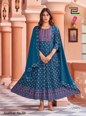 Sky Blue Anarkali Stitched with Matching Dupatta Anarkali Nx