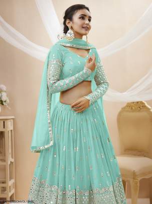 Sky Blue Georgette Sequence Zari Embroidered Work Lehenga Expression Vol 1 by Zeel Clothing