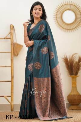 Sky Color South Special Dark Edition Soft Silk Saree Catalog KP4064