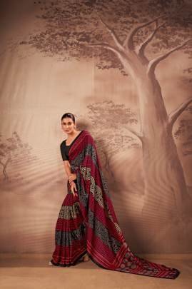 Soft elegance meets everyday grace in this beautifully printed poly mal cotton saree YNF7201RED
