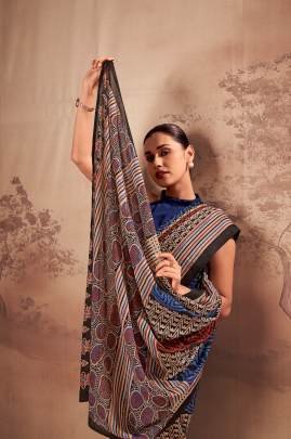 Soft elegance meets everyday grace in this beautifully printed poly mal cotton saree YNF7201NBL