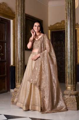 Soft tones, bold soul Sequins and Thread Embroidery Work By Surati Fabrics LNB1430CHK