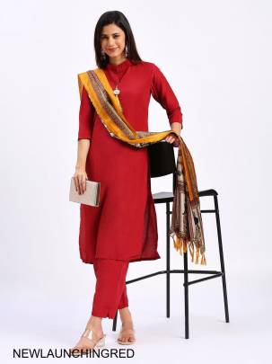Solid Red Color Fully Stitched Ethnic Set