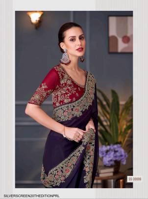 Sparkle Georgette Designer Saree in Purple 