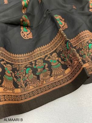 Surpassing Black Soft Banarasi Silk Saree With Twirling Blouse Piece