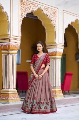 Tasar silk elegance meets printed charm and iconic sparkle—made to shine effortlessly  LNB1203MRN