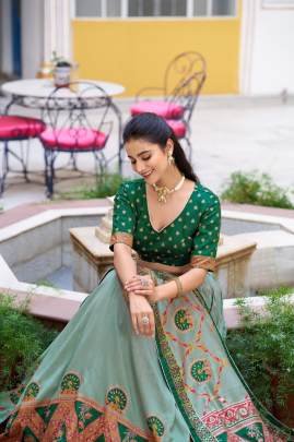 Tasar silk elegance meets printed charm and iconic sparkle   made to shine effortlessly  LNB1203GRN