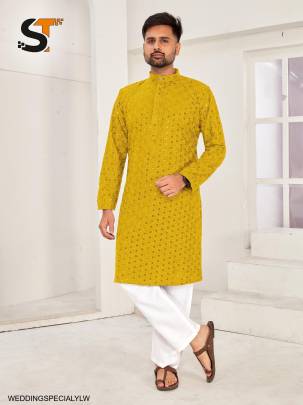 Traditional Chikan Work Kurta for all Beautiful Occasions in Yellow