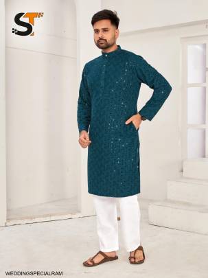 Traditional Chikan Work Kurta for all Beautiful Occasions in Rama