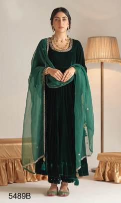 Tree Green Velvet Designer Suit RTC 5489