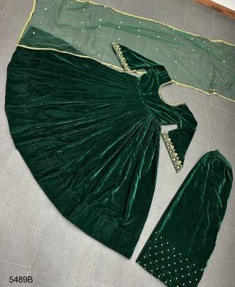 Tree Green Velvet Designer Suit RTC 5489