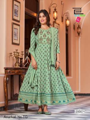 Tree Grenn Anarkali Stitched with Matching Dupatta Anarkali Nx