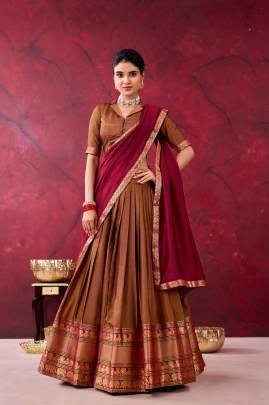 Twirl your fashion fervour with this celebrational and vibrant lehenga in promising color reflects interesting amalgamation of traditional heritage LN