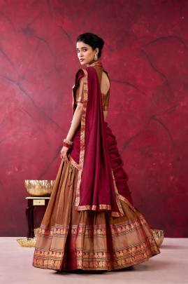 Twirl your fashion fervour with this celebrational and vibrant lehenga in promising color reflects interesting amalgamation of traditional heritage LN